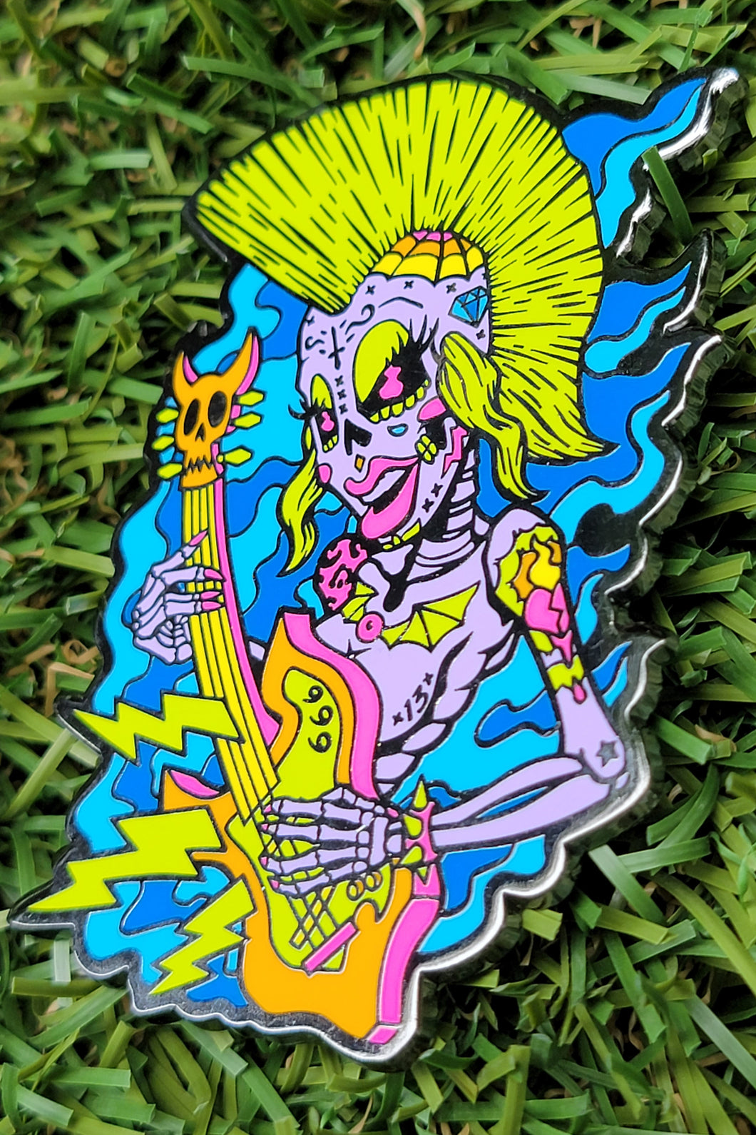 Rock Goddess, a Day of the Dead Hard Enamel Pin